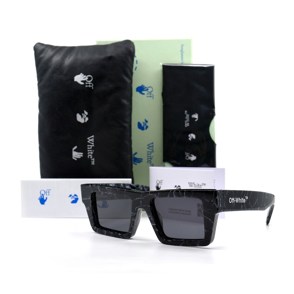 OFF-WHITE 0ER1017 BLACK MARBLE DARK GREY WOMEN'S AUTHENTIC SUNGLASSES - Picture 1 of 11